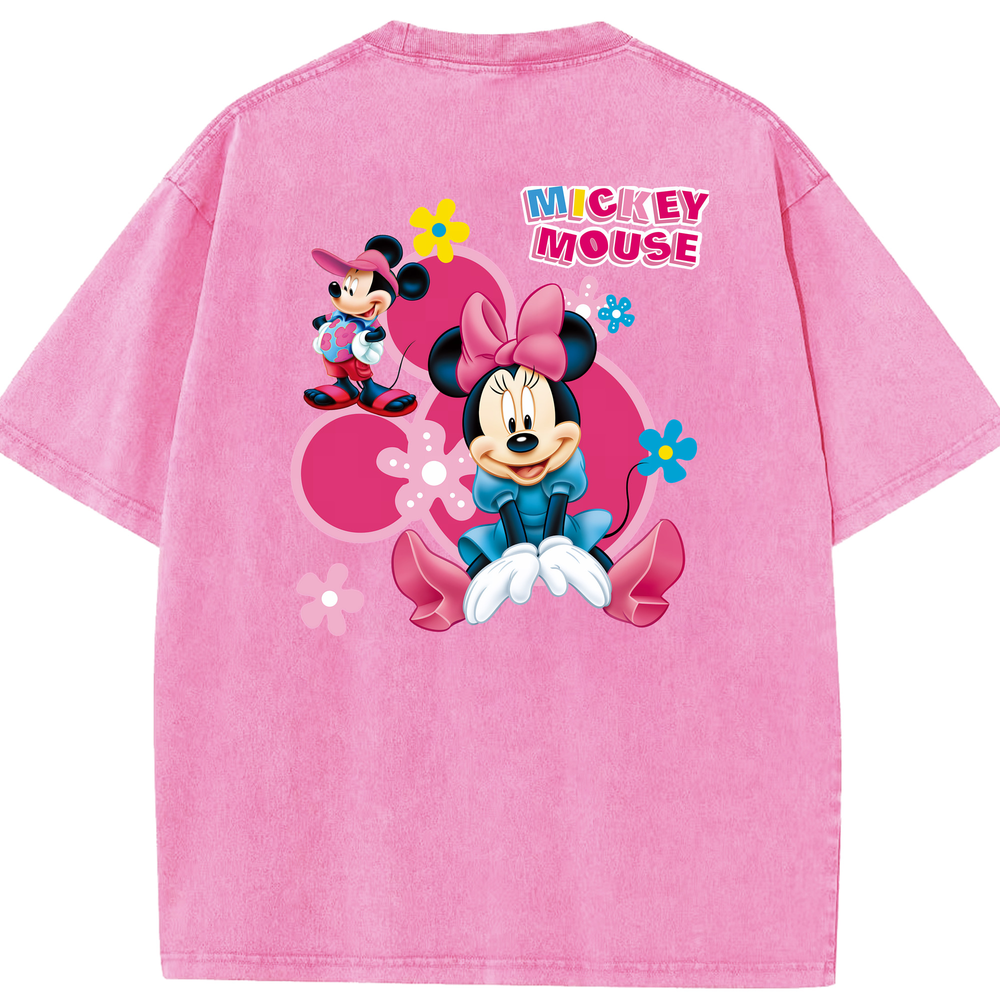 （画像用） ミッキーマウス Mickey Mouse 綿100% ヴィンテージ風 半袖Tシャツ（背面プリント）